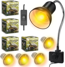 Bild im Galerie-Viewer laden, Set mit 4 UVB 3.0 25W und 50W Lampen + Lampenfassung
